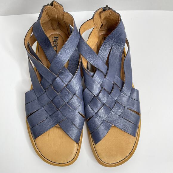 Born women’s Iwa woven Sandals size 8 Blue Leather Gladiator - Picture 3 of 11